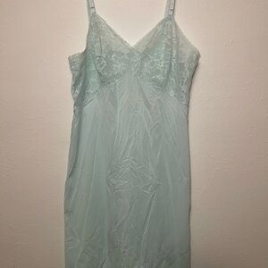 Vanity Fair Light Blue Lace Chemise
